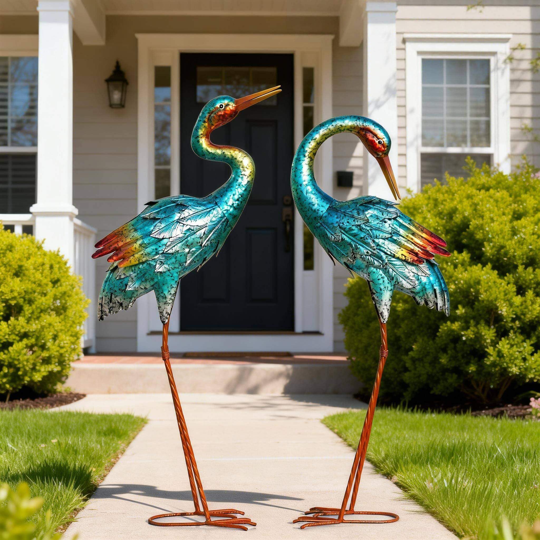 Natelf blue heron varnish finish detail showing weather-resistant coating benefit