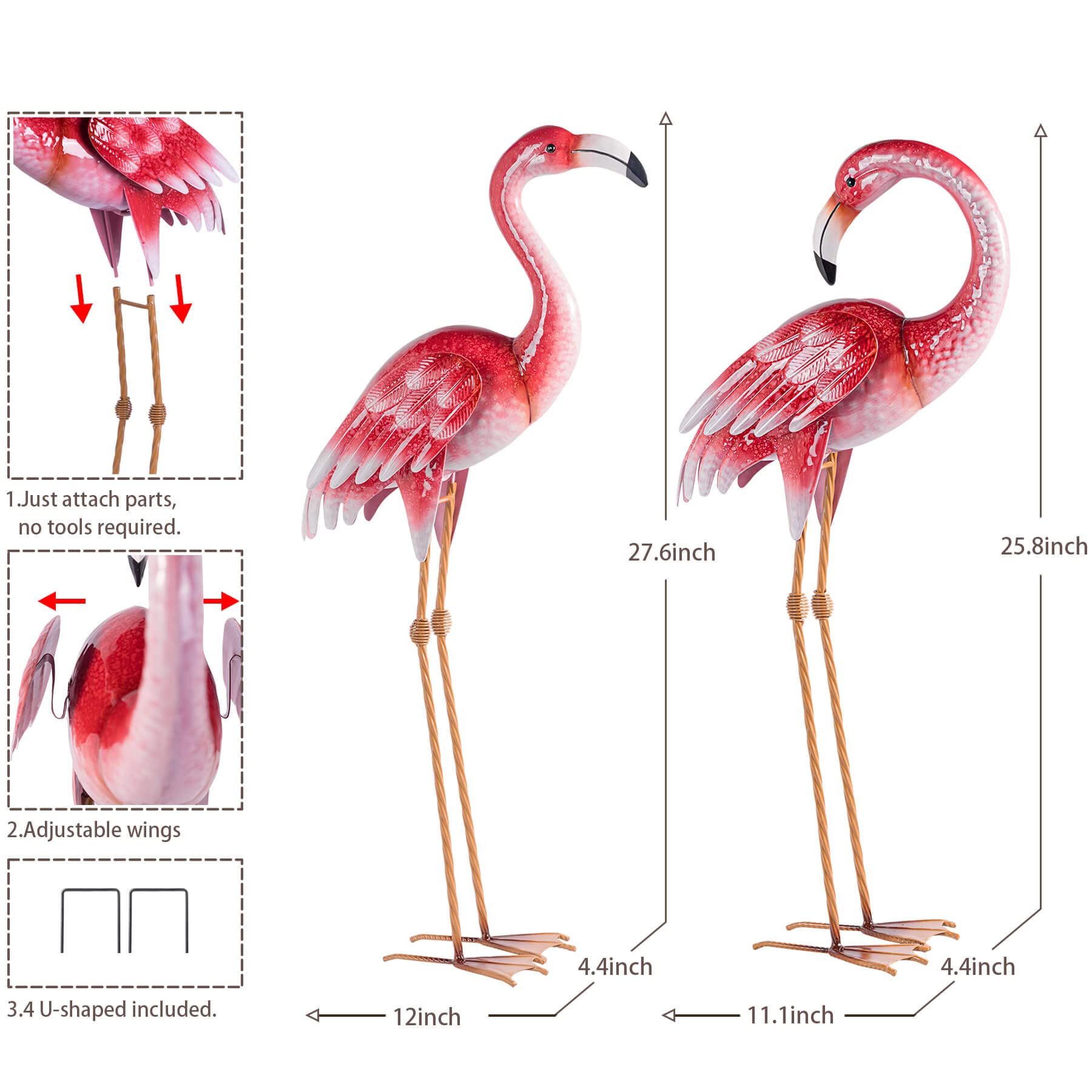 Natelf close-up of flamingo paint and sculpted face for realistic garden charm