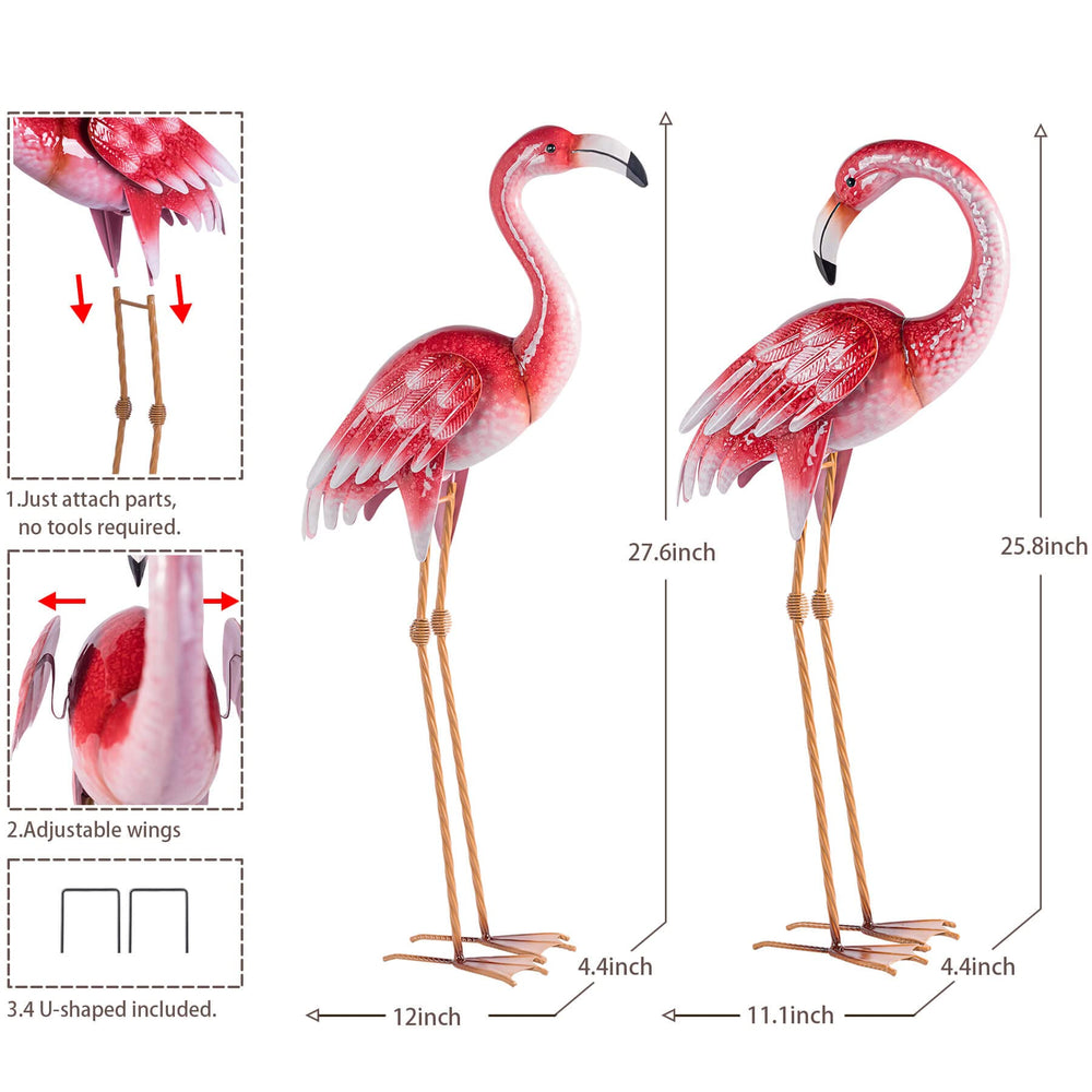 Natelf close-up of flamingo paint and sculpted face for realistic garden charm