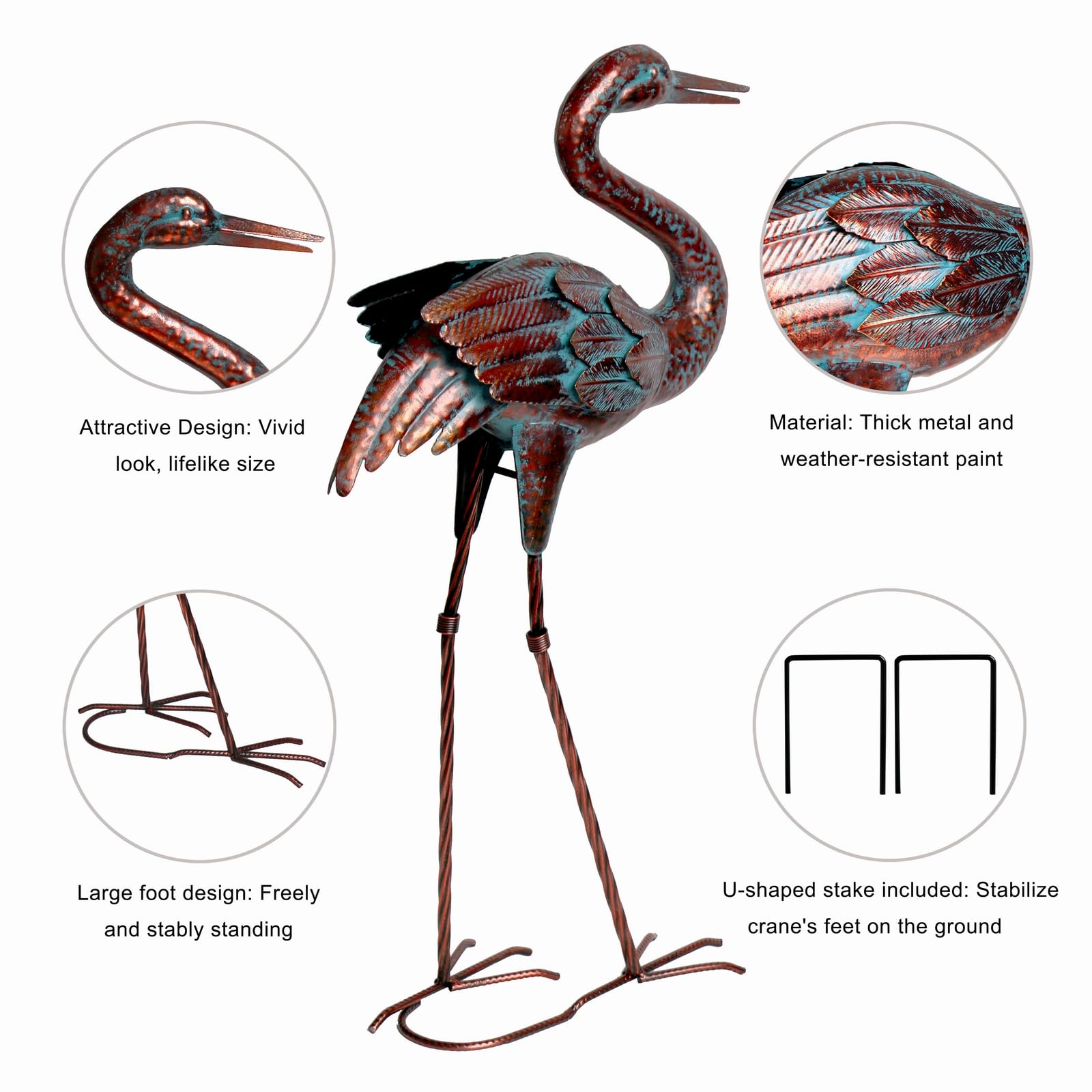 Natelf crane beside pond illustrating reflective setting and natural landscape enhancement