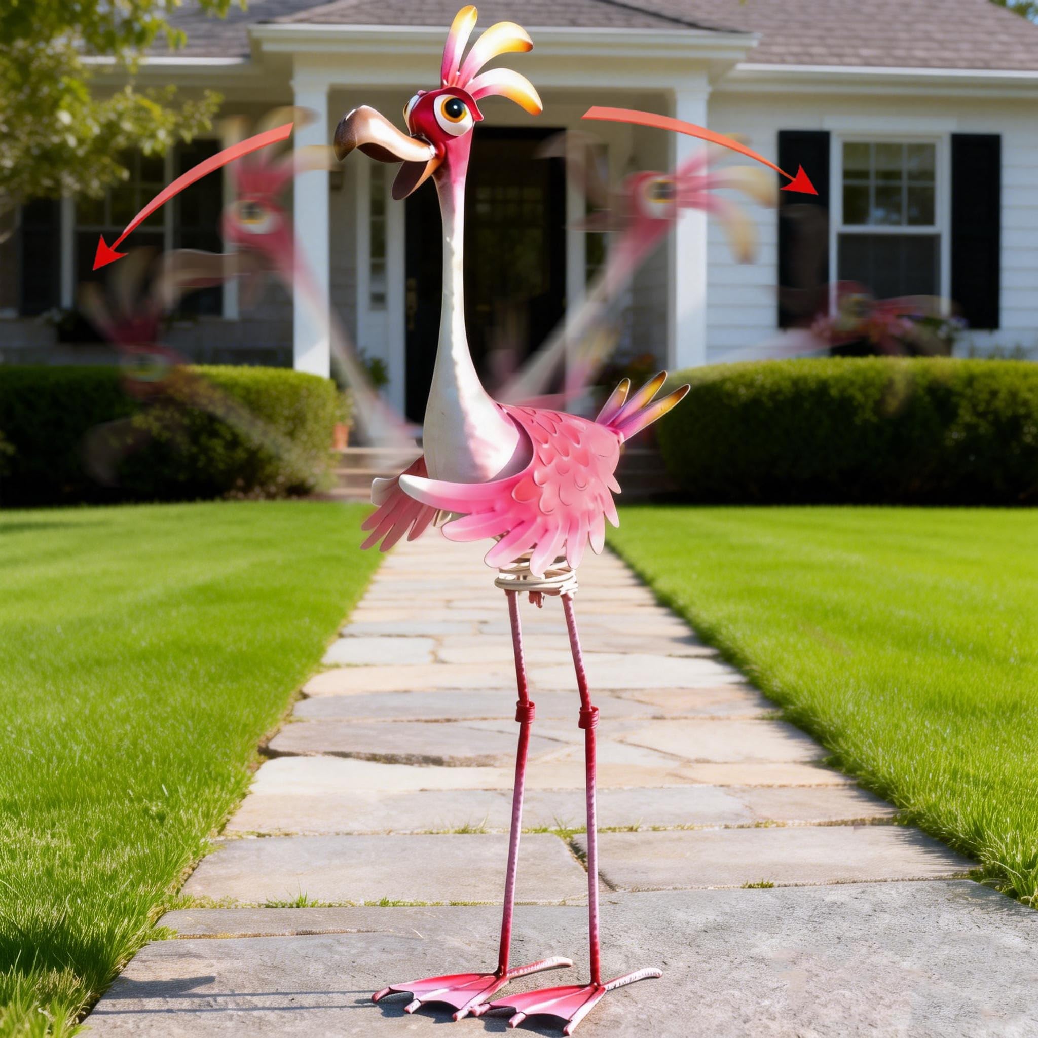 Natelf flamingo next to shoe for scale showing compact size