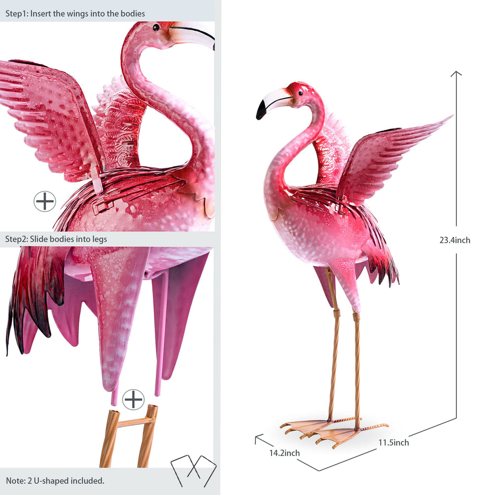 Natelf side profile of lawn flamingo demonstrating graceful silhouette