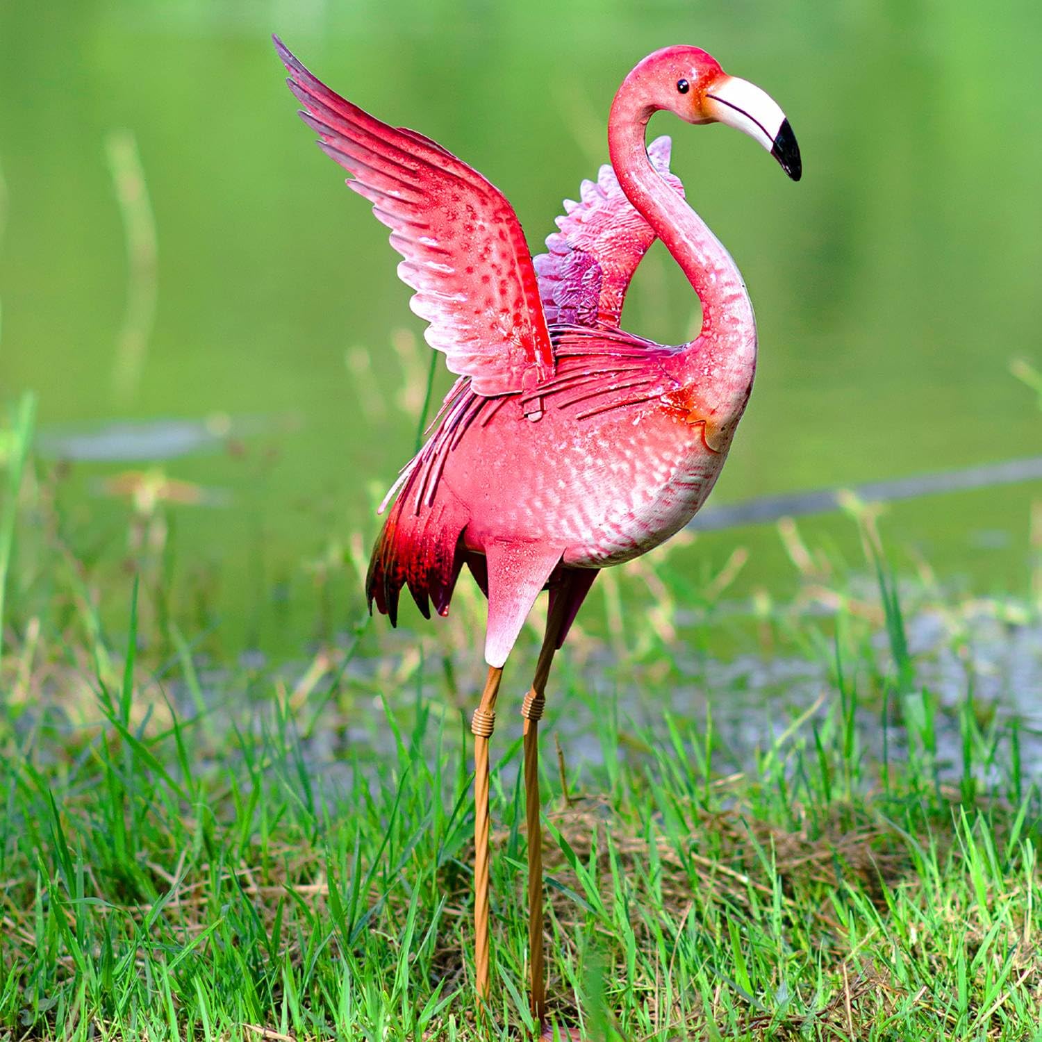 Natelf flamingo used as wedding aisle decor supplying playful charm