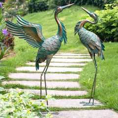 Natelf front view heron statues showing elegant silhouette and curb appeal