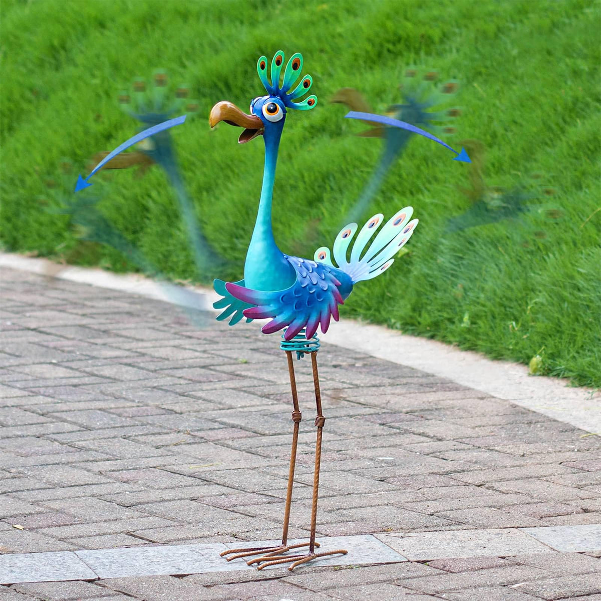 Natelf peacock front view showing colorful design and curb appeal
