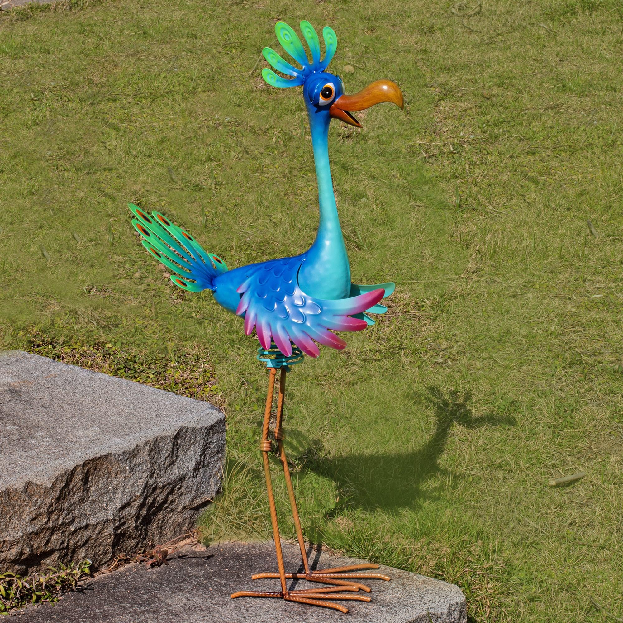 Natelf peacock packaging and base view indicating ready-to-place condition