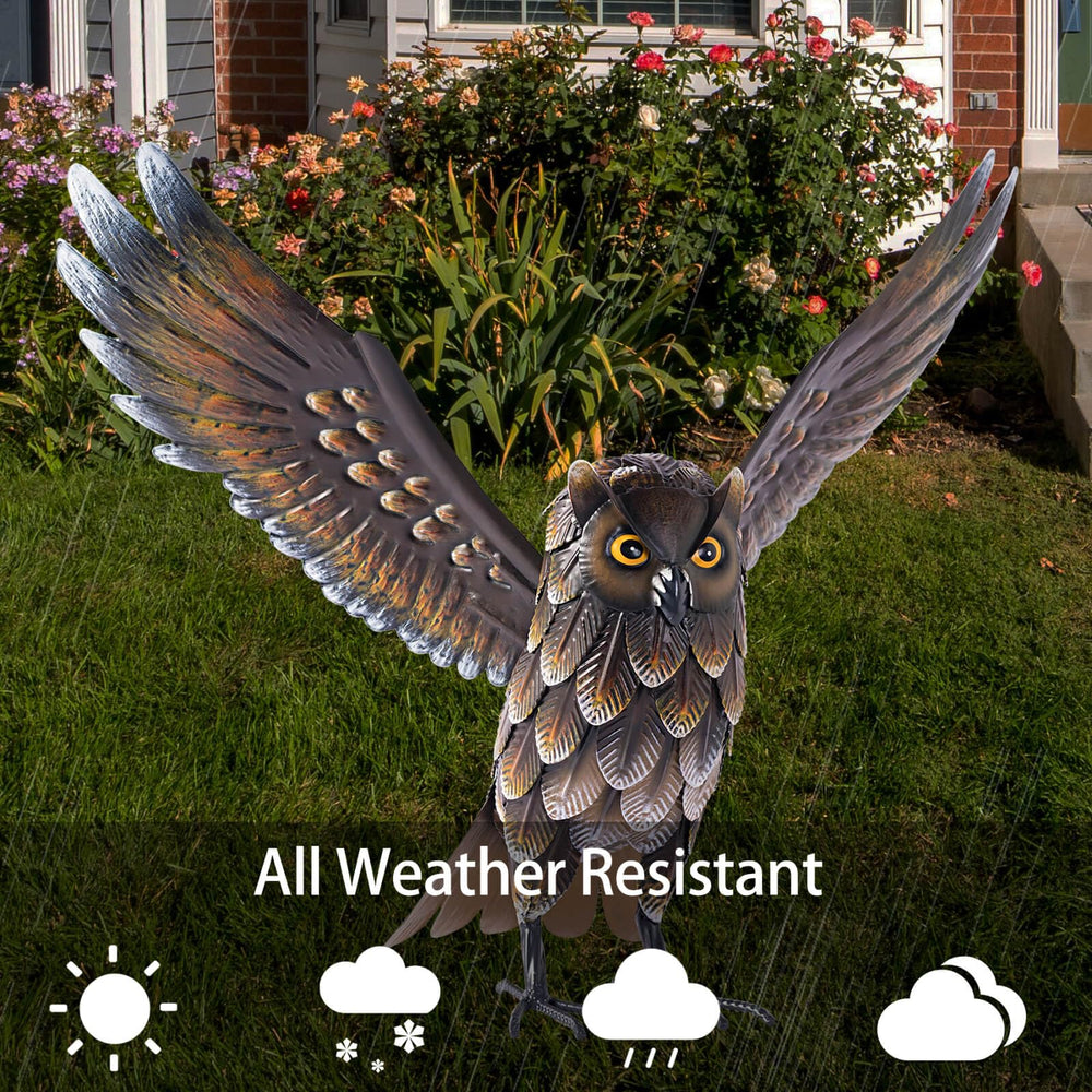 Natelf owl wing close-up highlighting layered metal detail and durability