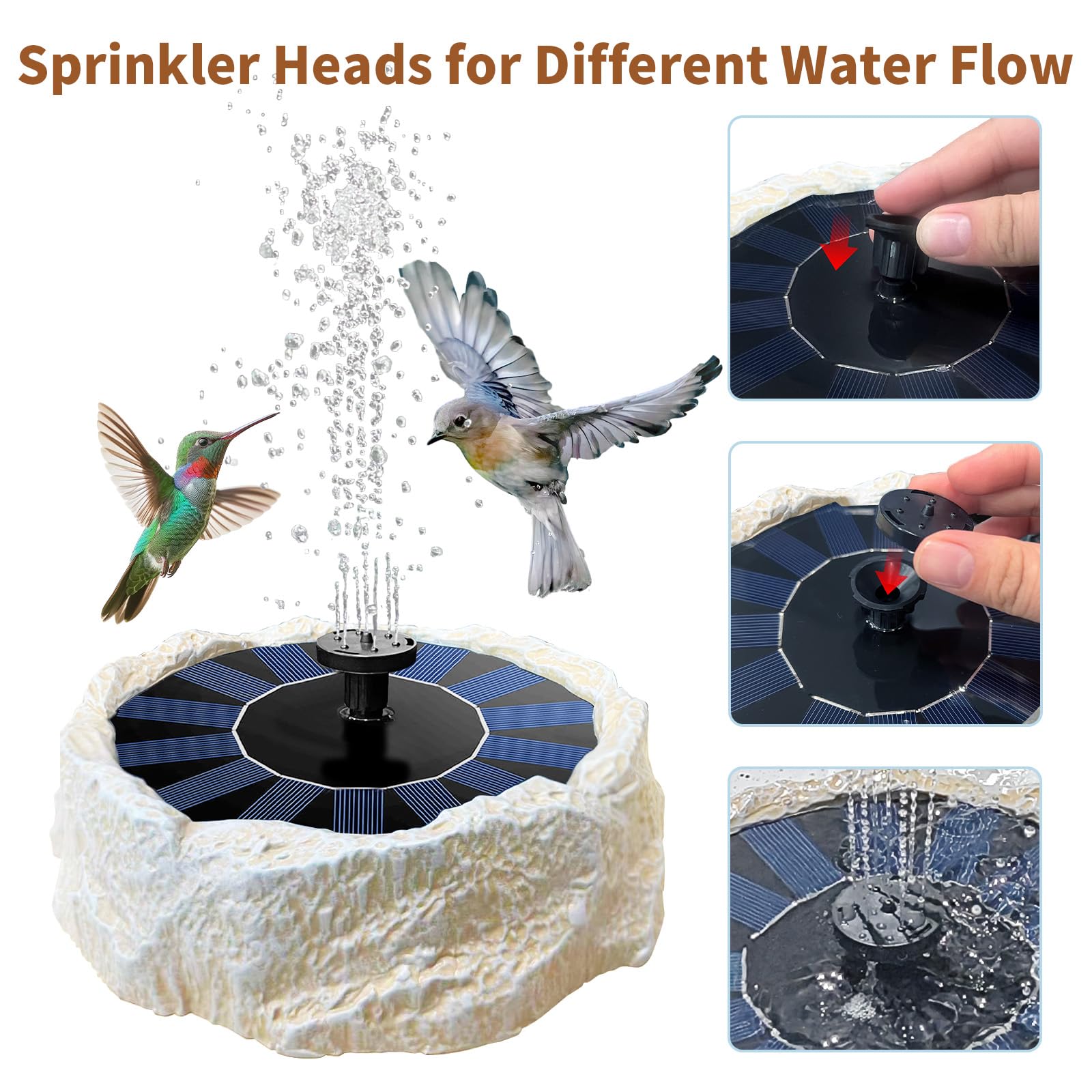 Natgarden nozzle spray patterns demo showing adjustable flows to attract birds