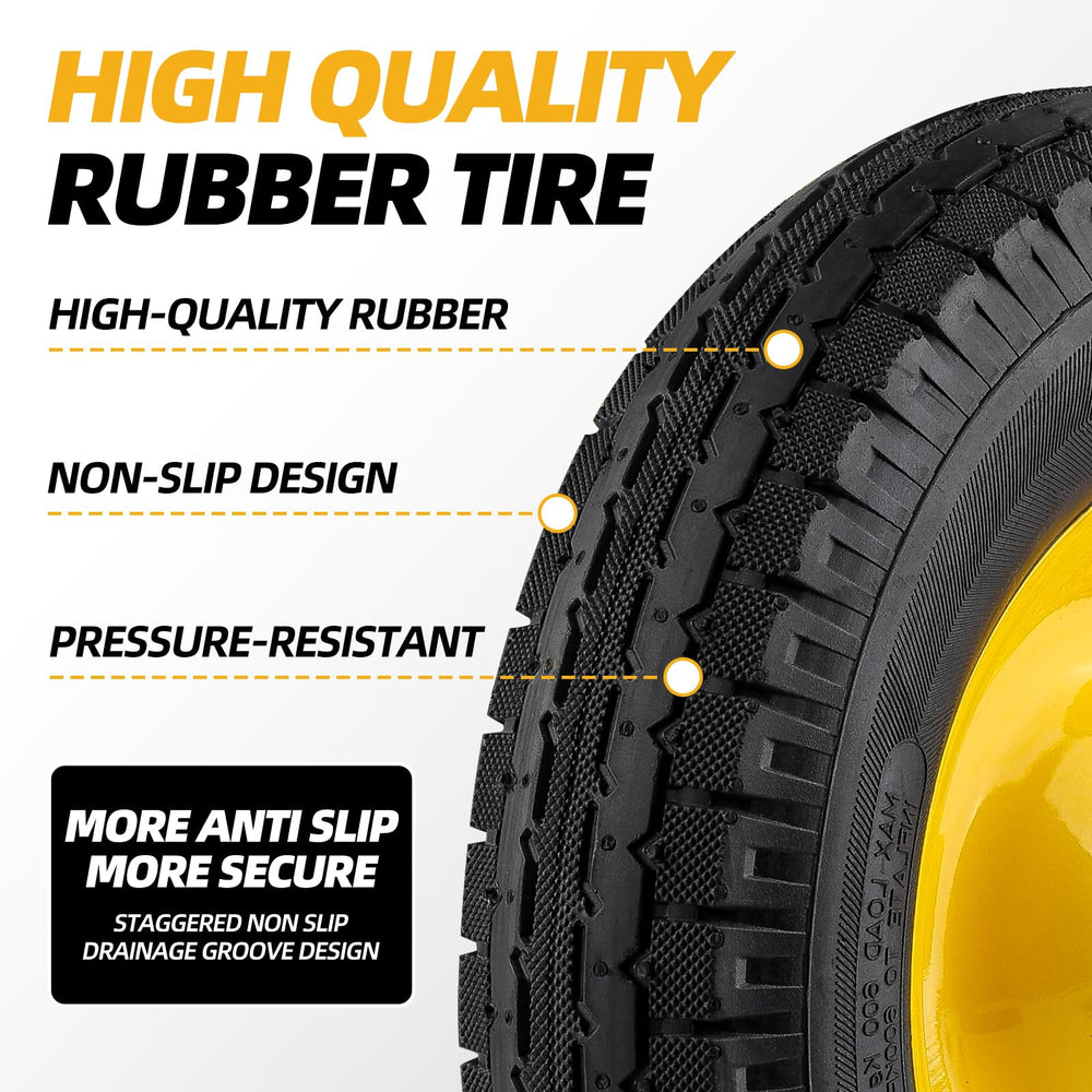 NATIONAL STANDARD wheel installed on a wheelbarrow for instant replacement