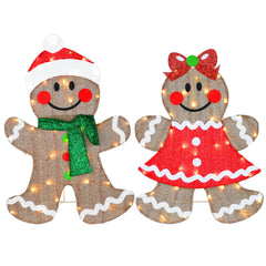 National Tree Company gingerbread couple front view showing friendly characters and festive colors