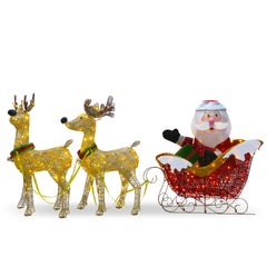 National Tree Company front view of reindeer and sleigh with bright curb appeal