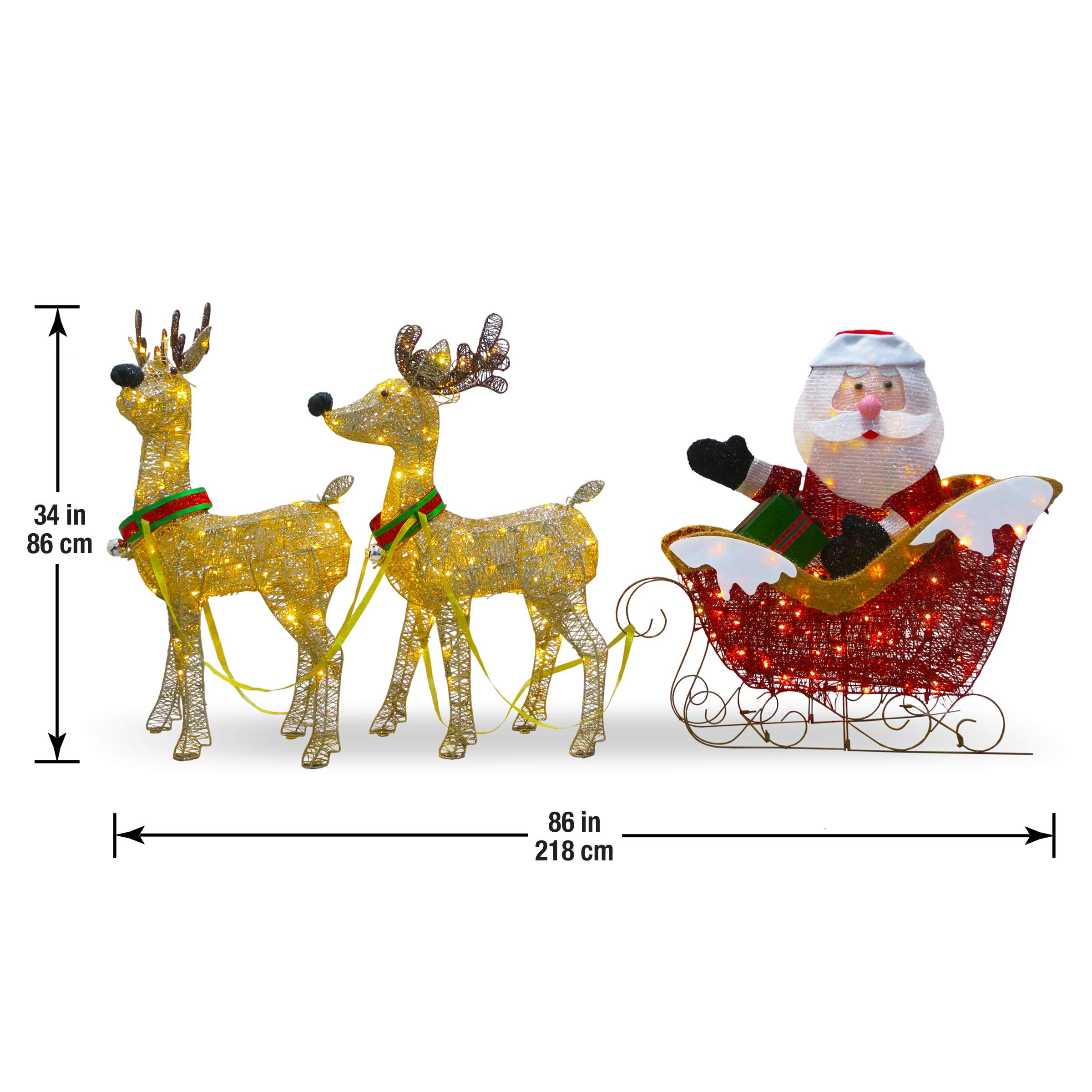 National Tree Company sleigh staked in yard offering stable outdoor decoration