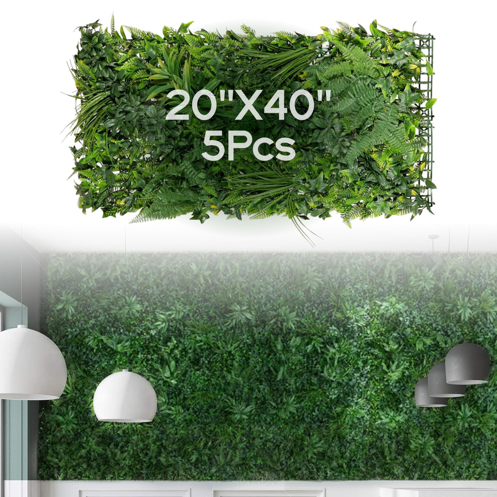 NatraHedge front panel view showing full 20x40 faux rainforest wall and instant green impact
