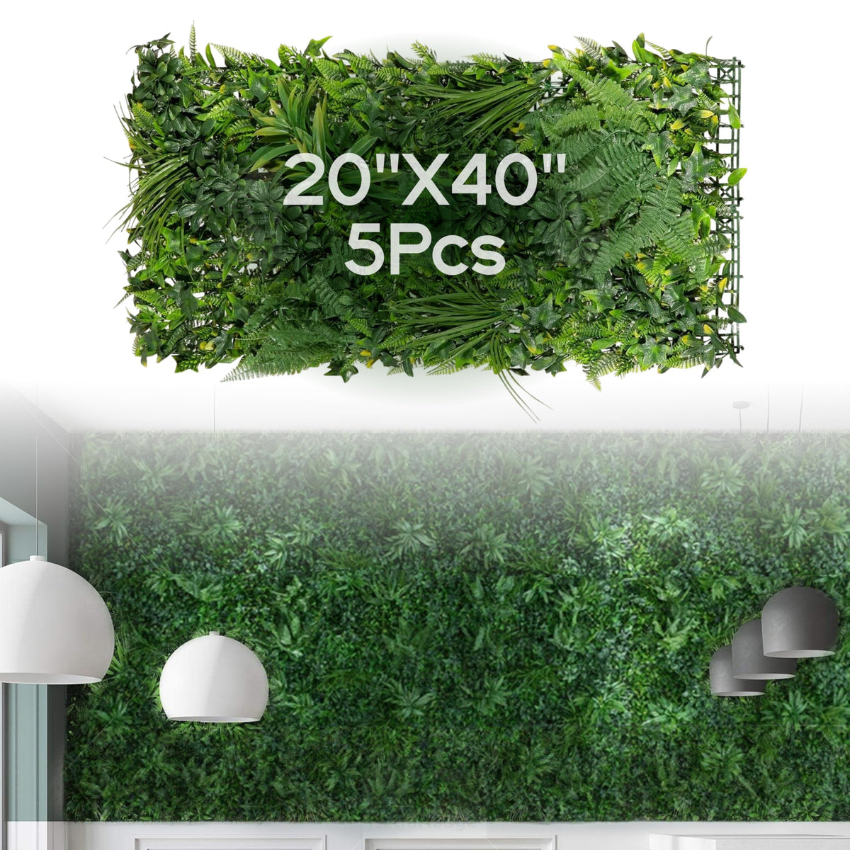 NatraHedge front panel view showing full 20x40 faux rainforest wall and instant green impact
