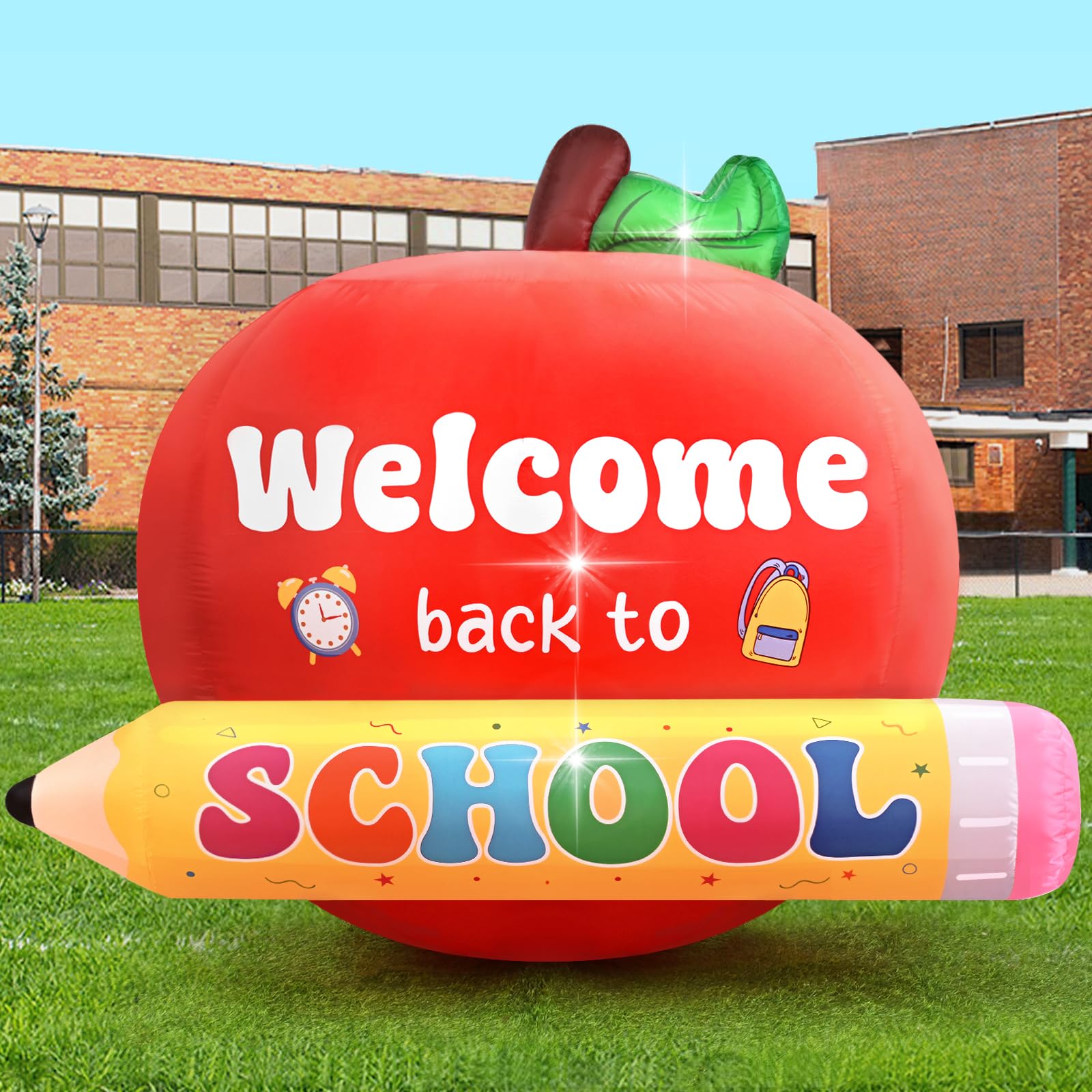 NatuBeau front view inflatable welcome sign, bright curb appeal