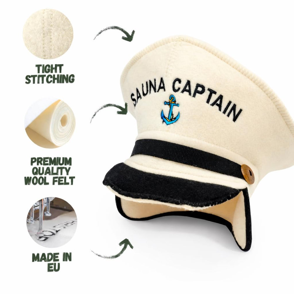 Natural Textile hat in use at a banya demonstrating heat protection and comfort