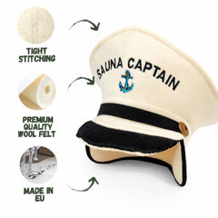 Natural Textile hat in use at a banya demonstrating heat protection and comfort