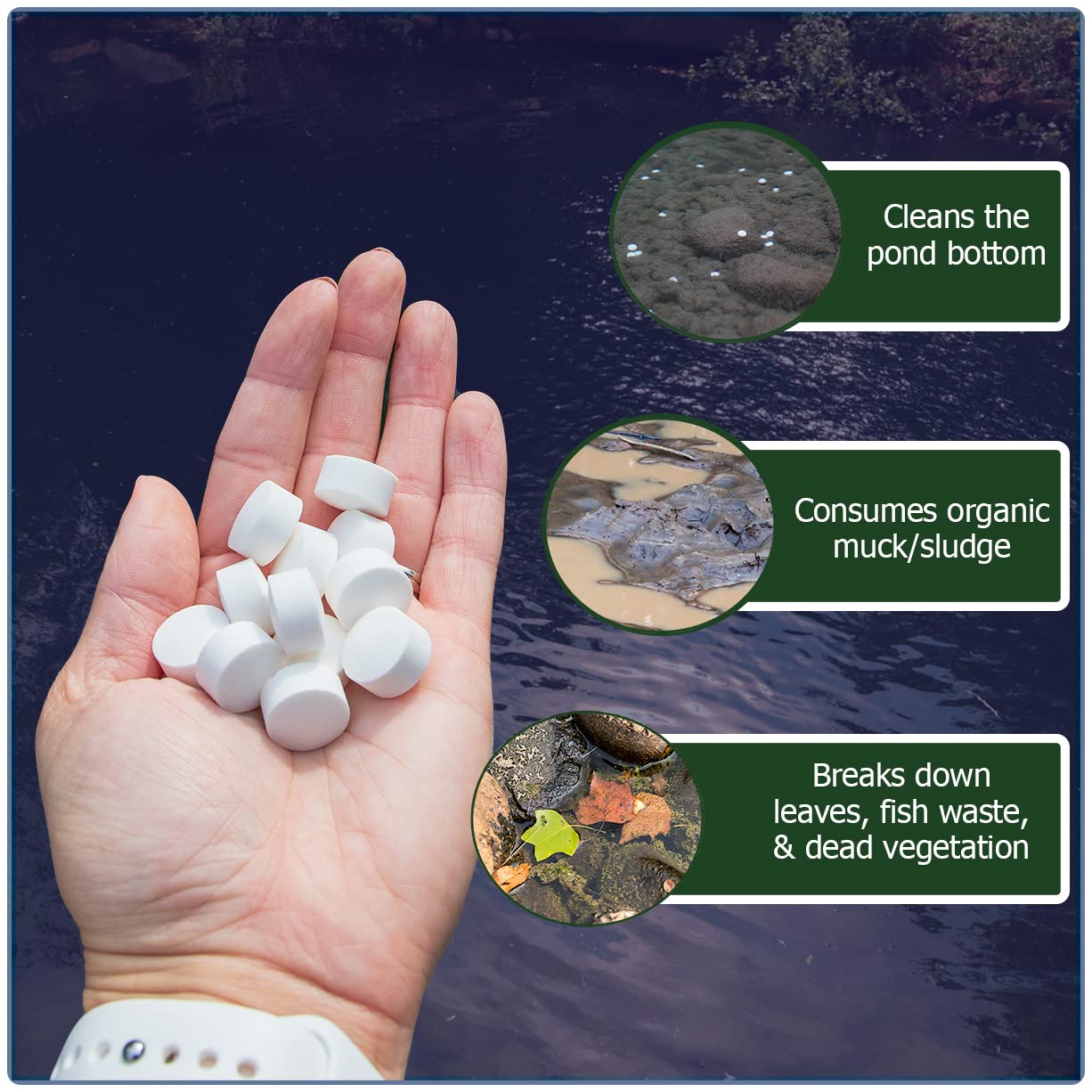 Close-up of Muck Remover GP pellets highlighting texture and long-lasting action