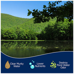 Natural Waterscapes Pond Cleanse being handled and tossed into pond for simple application
