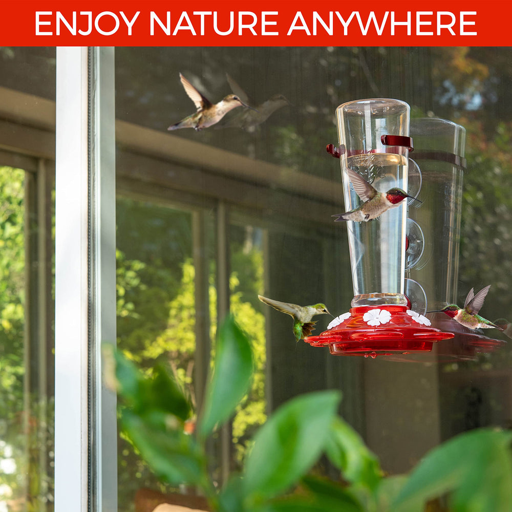 Nature Anywhere clear reservoir showing nectar level for easy refill monitoring benefit