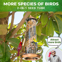 Nature Anywhere spiral tube close-up highlighting dual-chamber seed separation benefit