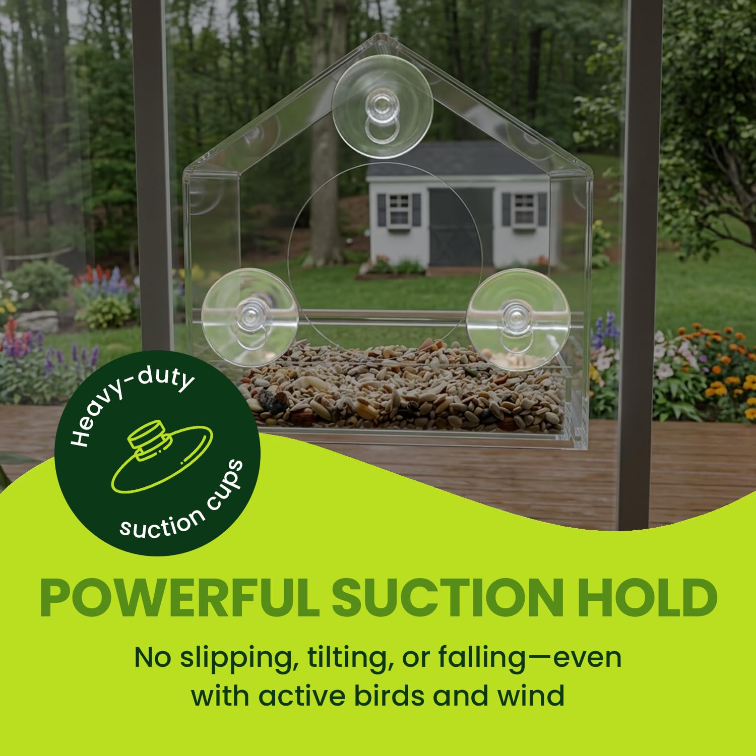Nature Gear feeder held in hand to show compact size and easy installation