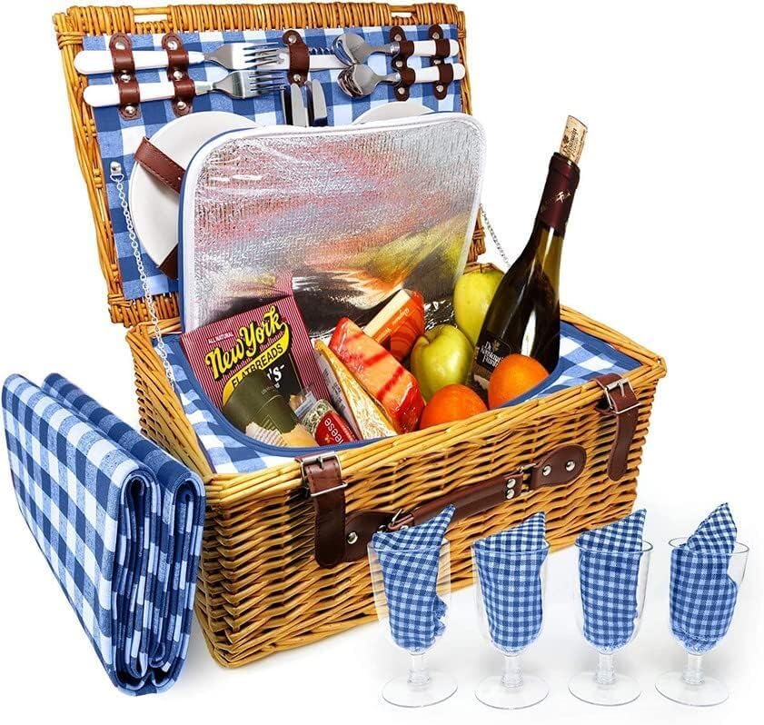 Nature Gear front view wicker basket showing stylish handle and compact design benefit portability