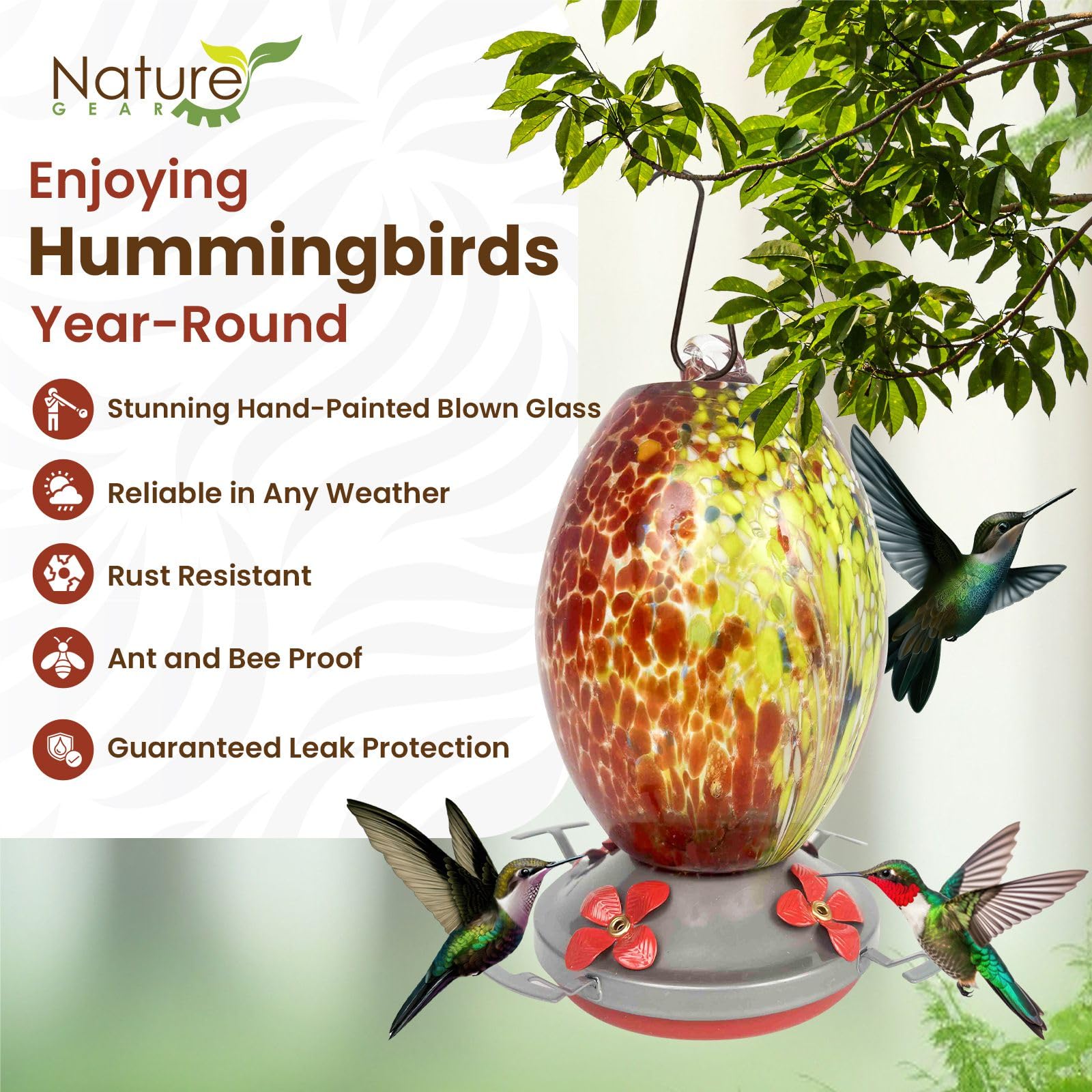 nature gear hand-blown glass texture showing durable, decorative craftsmanship