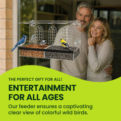 Nature Gear removable sliding seed tray pulled out for easy refill and cleaning benefit