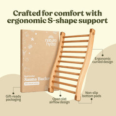 Nature Hytte anti-slip pads under backrest showing stability benefit on bench