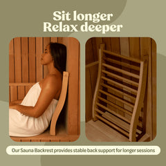 Nature Hytte backrest placed in sauna showing enhanced comfort during use