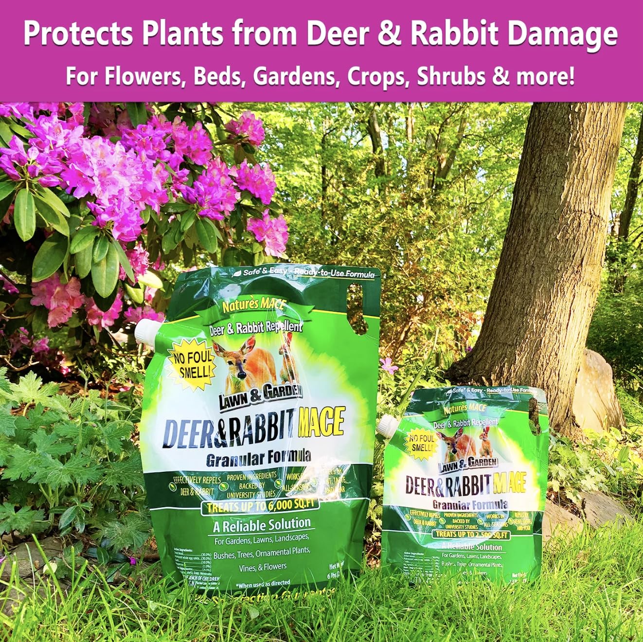 Nature's MACE being applied as perimeter in garden to protect plants