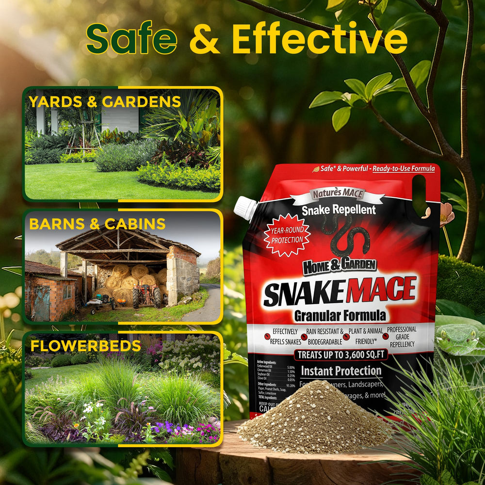 Nature's MACE granules being spread on soil demonstrating simple application for yard safety