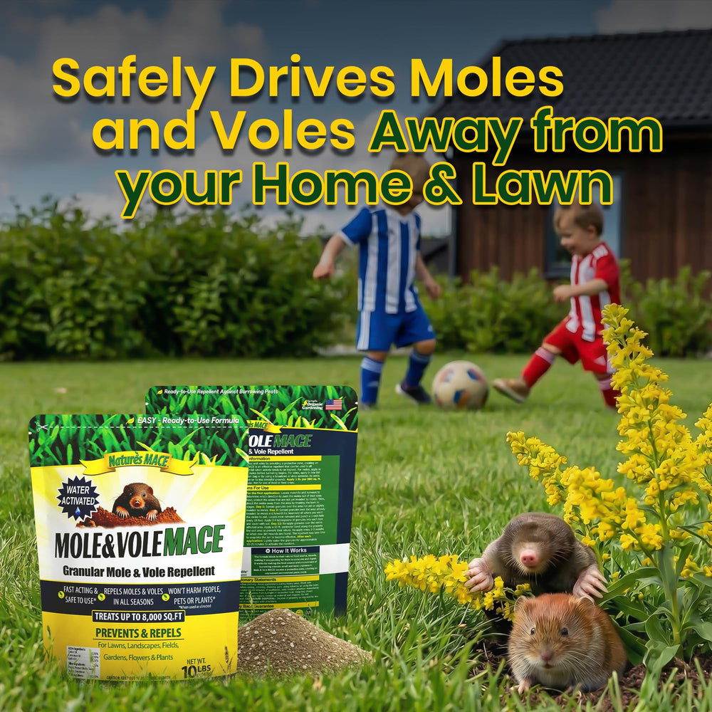 Nature's MACE granules around mole tunnel demonstrating targeted deterrent