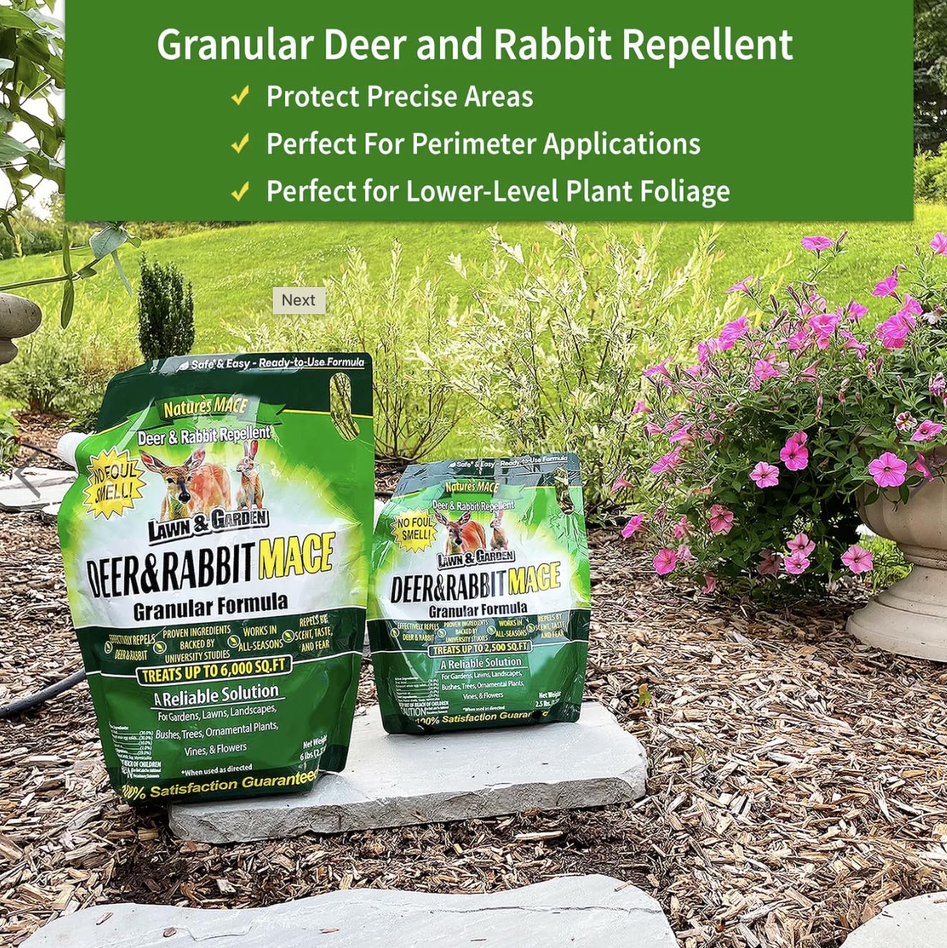 Nature's MACE granules placed under plant base protecting seedlings
