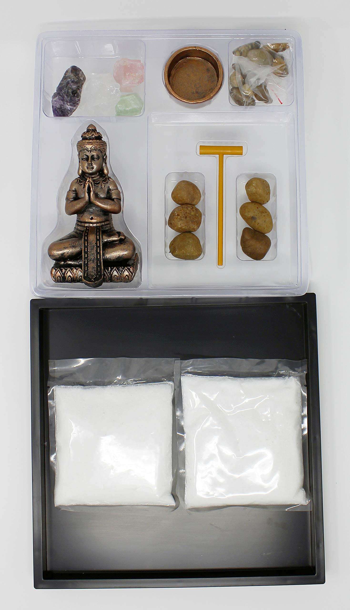 Nature's Mark mini Zen garden staged on a desk to boost focus and decor