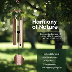 Nature's Melody wind chime hung in garden creating calming outdoor ambiance