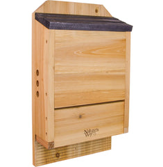 Nature's Way front view cedar bat house showing sturdy exterior and mounting benefit