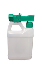 Natures Wisdom sprayer attached to hose spraying lawn for even coverage