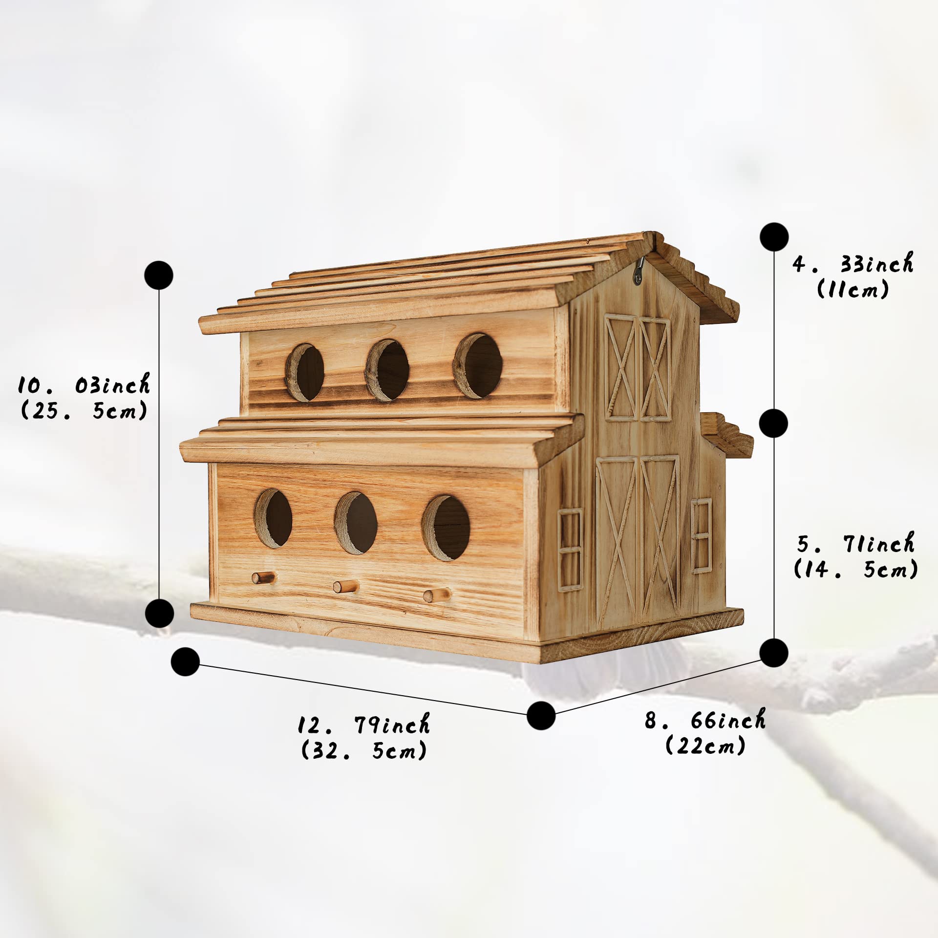 NATUREYLWL hanging in a garden showing natural placement attracts nesting birds