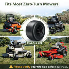 Natureza solid tires installed on a riding mower demonstrating improved reliability