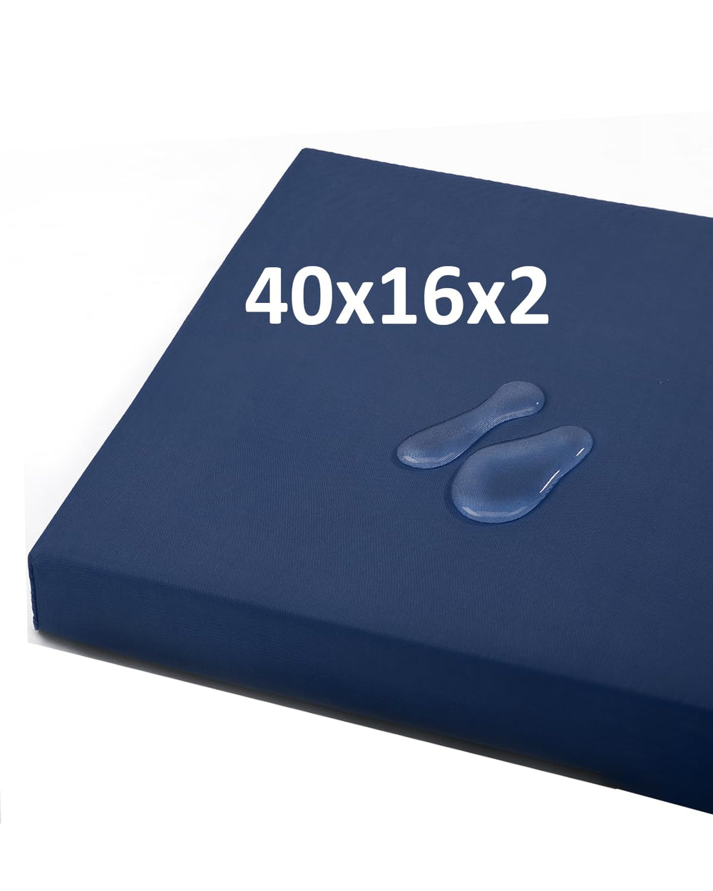 Navenwelle front view of midnight blue bench cushion showing neat fit and color — durable comfort