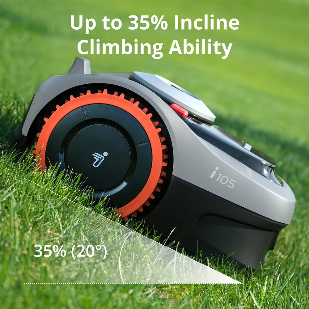 NAVIMOW wheel mounted on mower shaft demonstrating secure fit and reliable performance