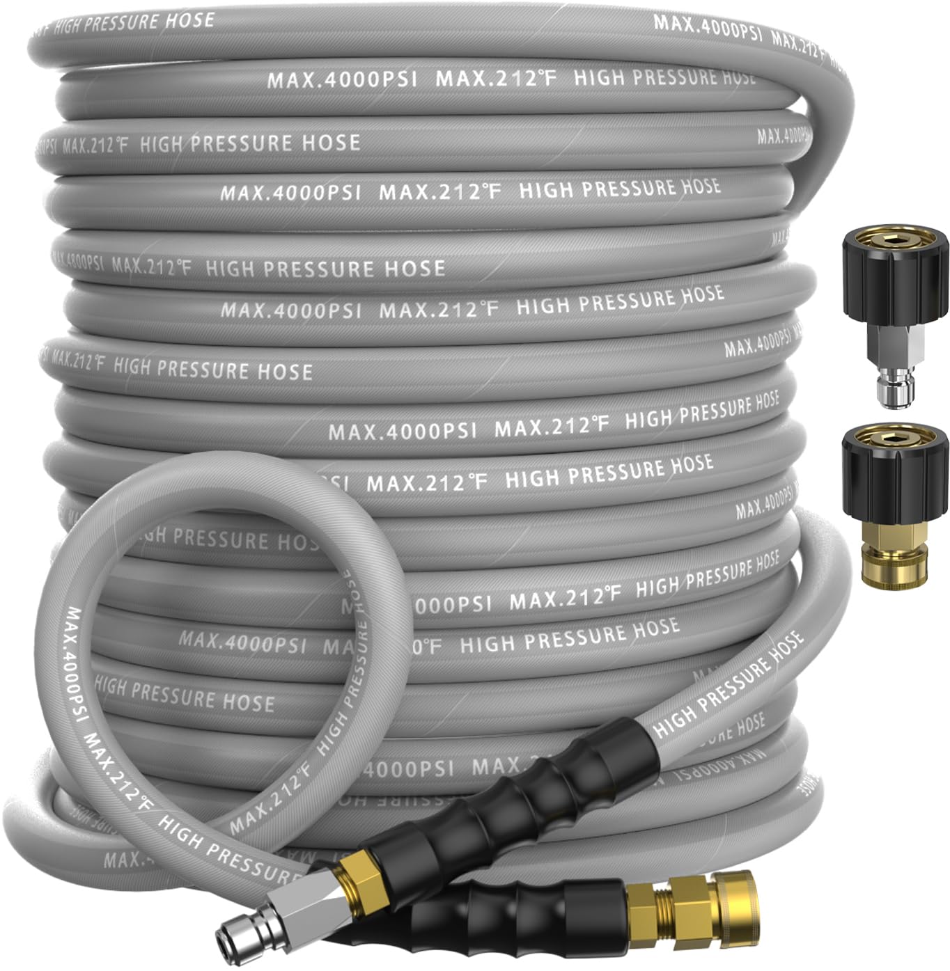NAVOHEVEN front view of 50ft hose showing durable construction and ready-to-use convenience