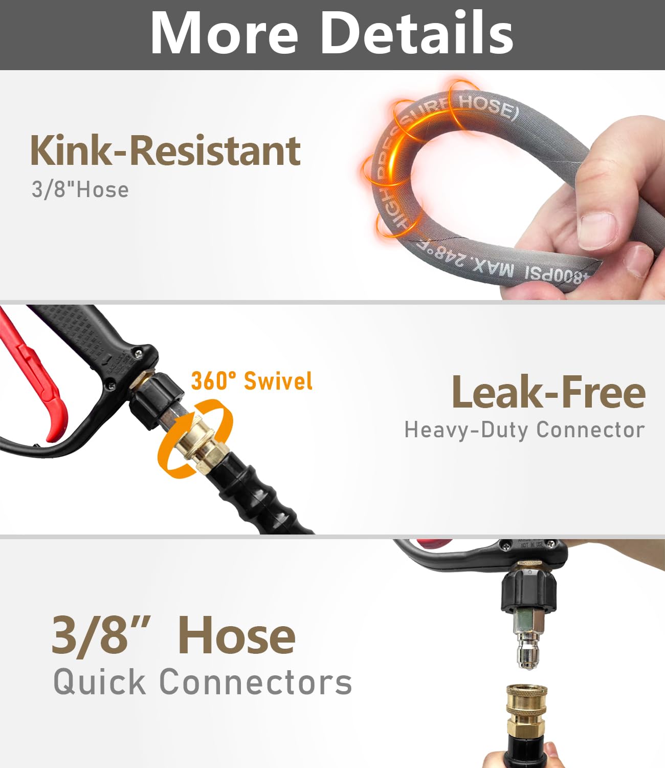 NAVOHEVEN 50ft hose beside a yard tool showing full-length scale advantage