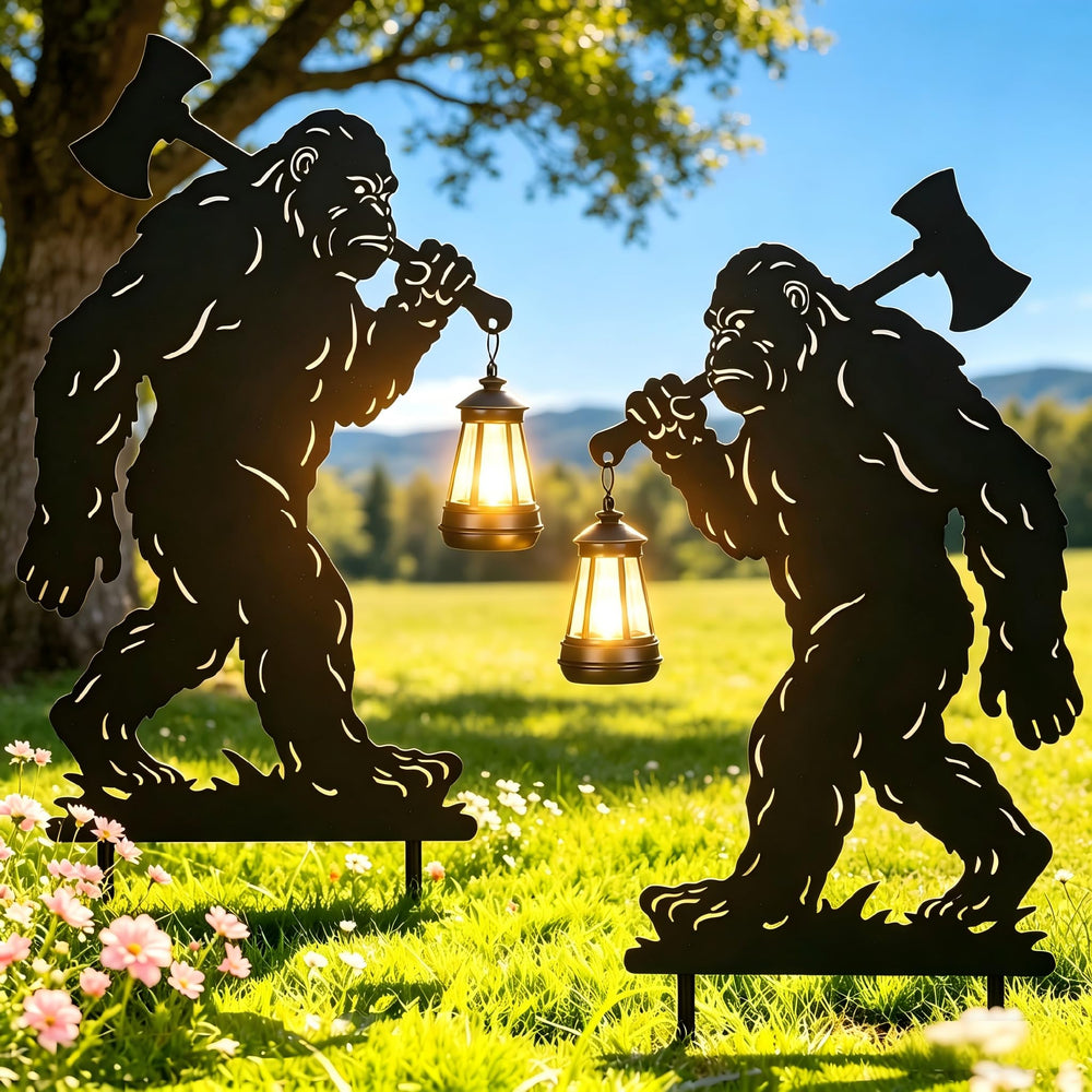 nawaza Bigfoot front view showing lantern design and playful silhouette, enhancing yard charm