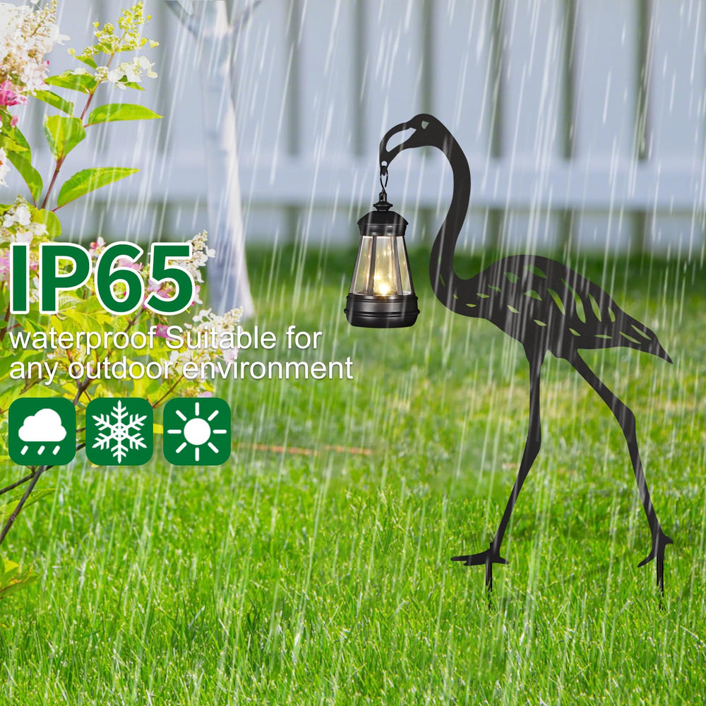 nawaza flamingo placed along garden pathway adding safe illuminated guidance