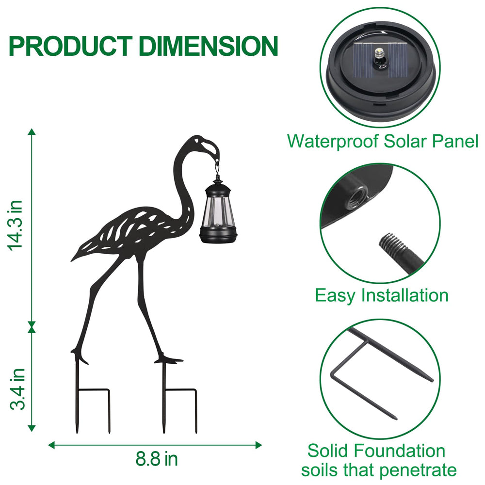 nawaza flamingo next to hand showing stake scale for easy installation