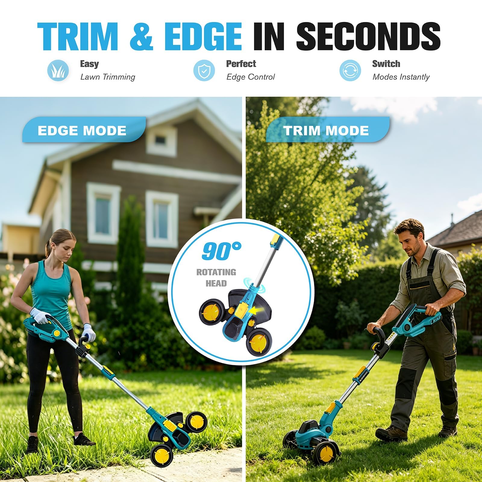 NAYDERTL layout of interchangeable blades showing versatility for yard tasks