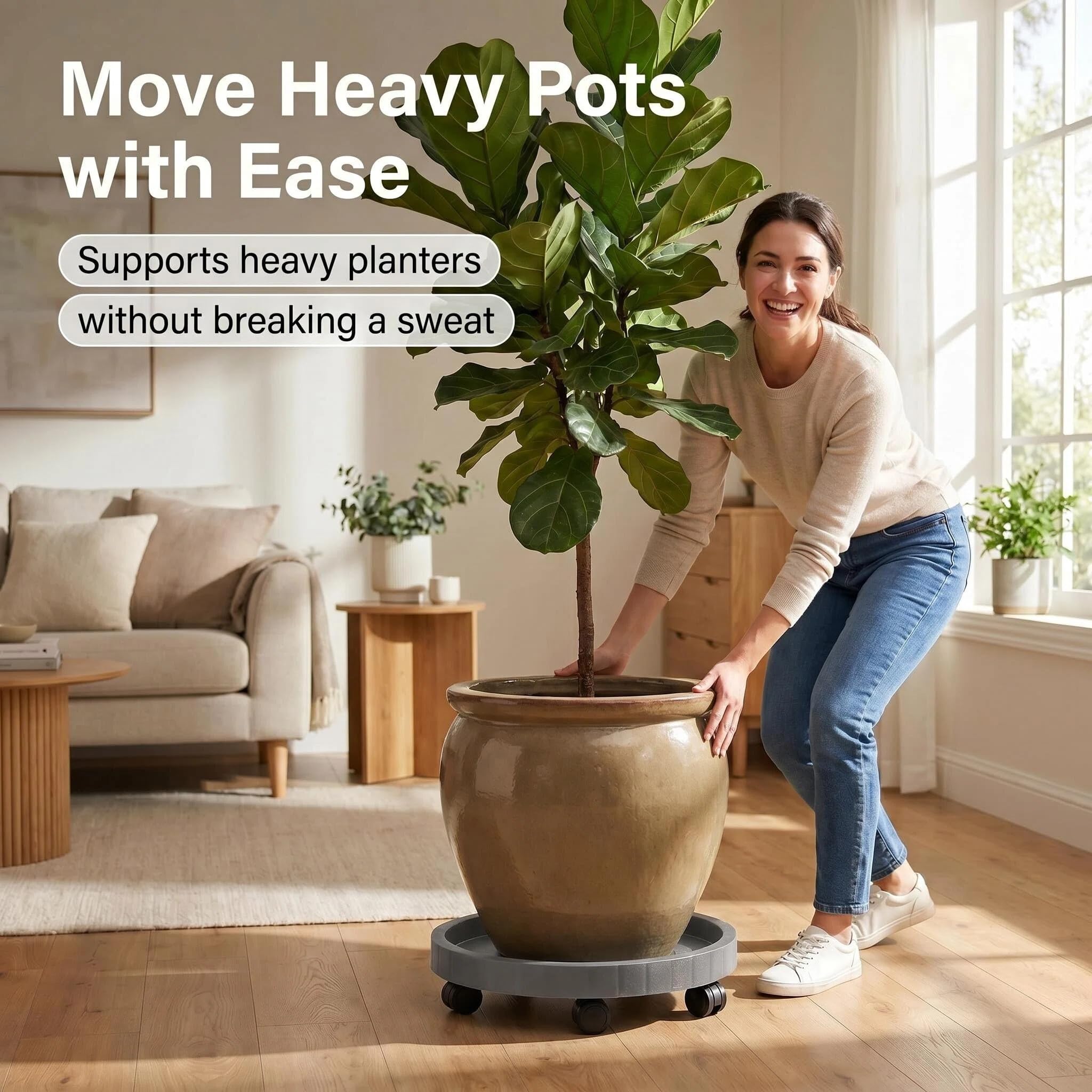 NAZKAEN on outdoor patio with flowerpot showing weather resistance and easy movement